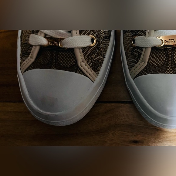 7.5 Women's COACH Empire Signature Sneakers Khaki Chalk, Size 7.5, - Picture 5 of 8